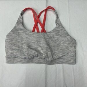 lululemon energy bra medium support with pads battleship/raspberry cream
